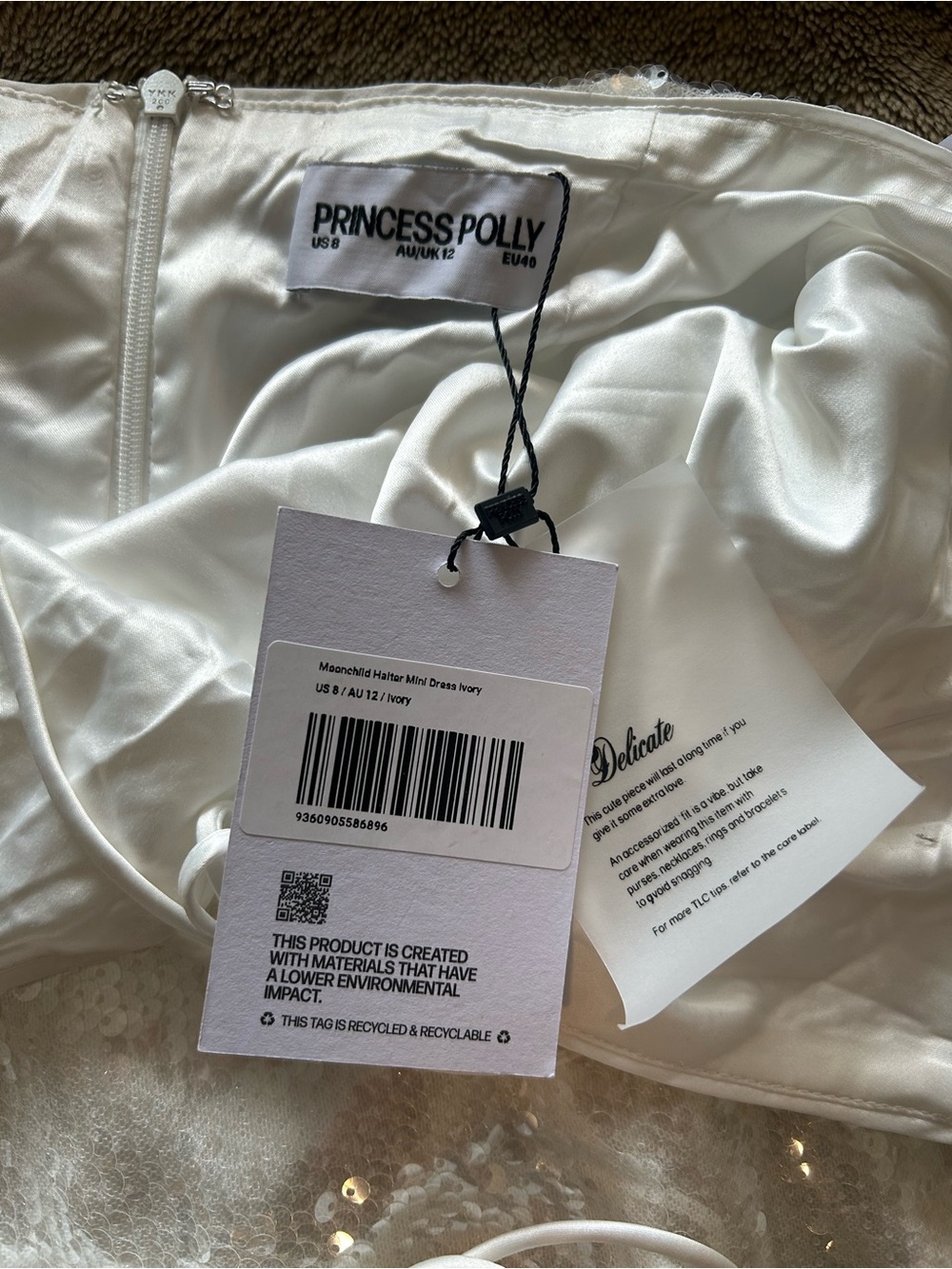 NWT Moonchild Halter Mini Dress Ivory - Picture 11 of 11